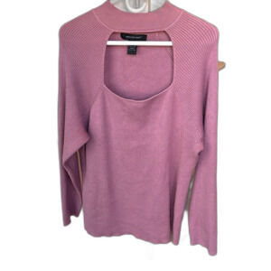 Ashley Stewart Women’s Long Sleeve Pink Open Chest Sweater Size 18/20